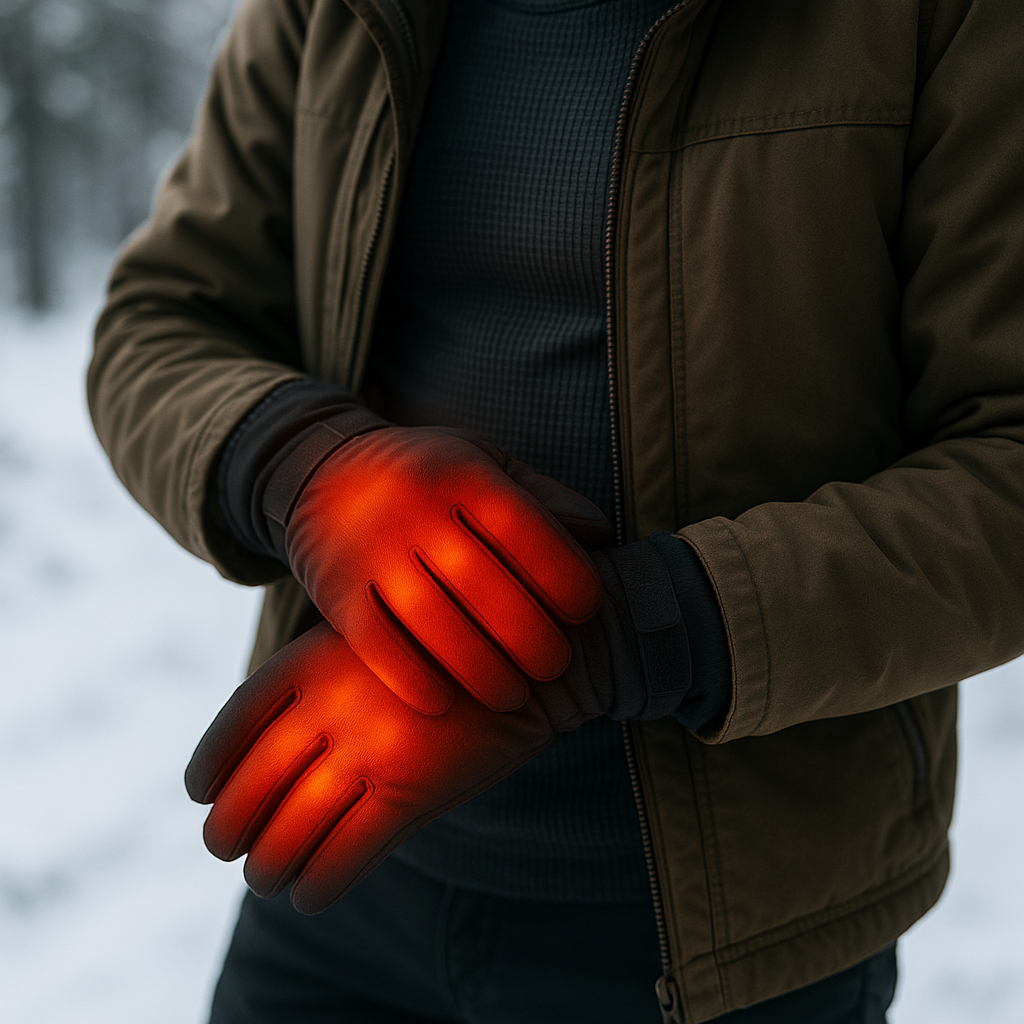 Thermokleding kopen – survivalist in sneeuw met thermoshirt en verwarmde accessoires