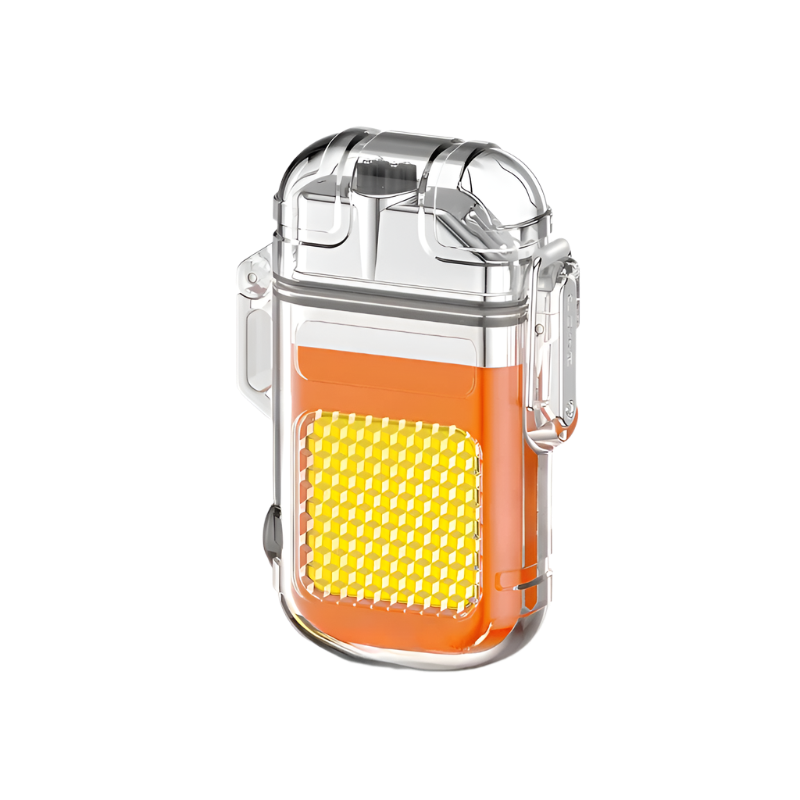 Elektrische storm aansteker oranje met LED zaklamp