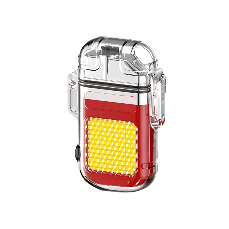 Elektrische storm aansteker rood met LED zaklamp