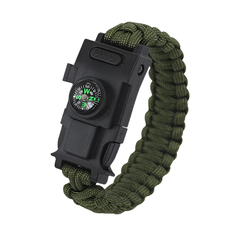 Kompas Paracord armband voor survival groen