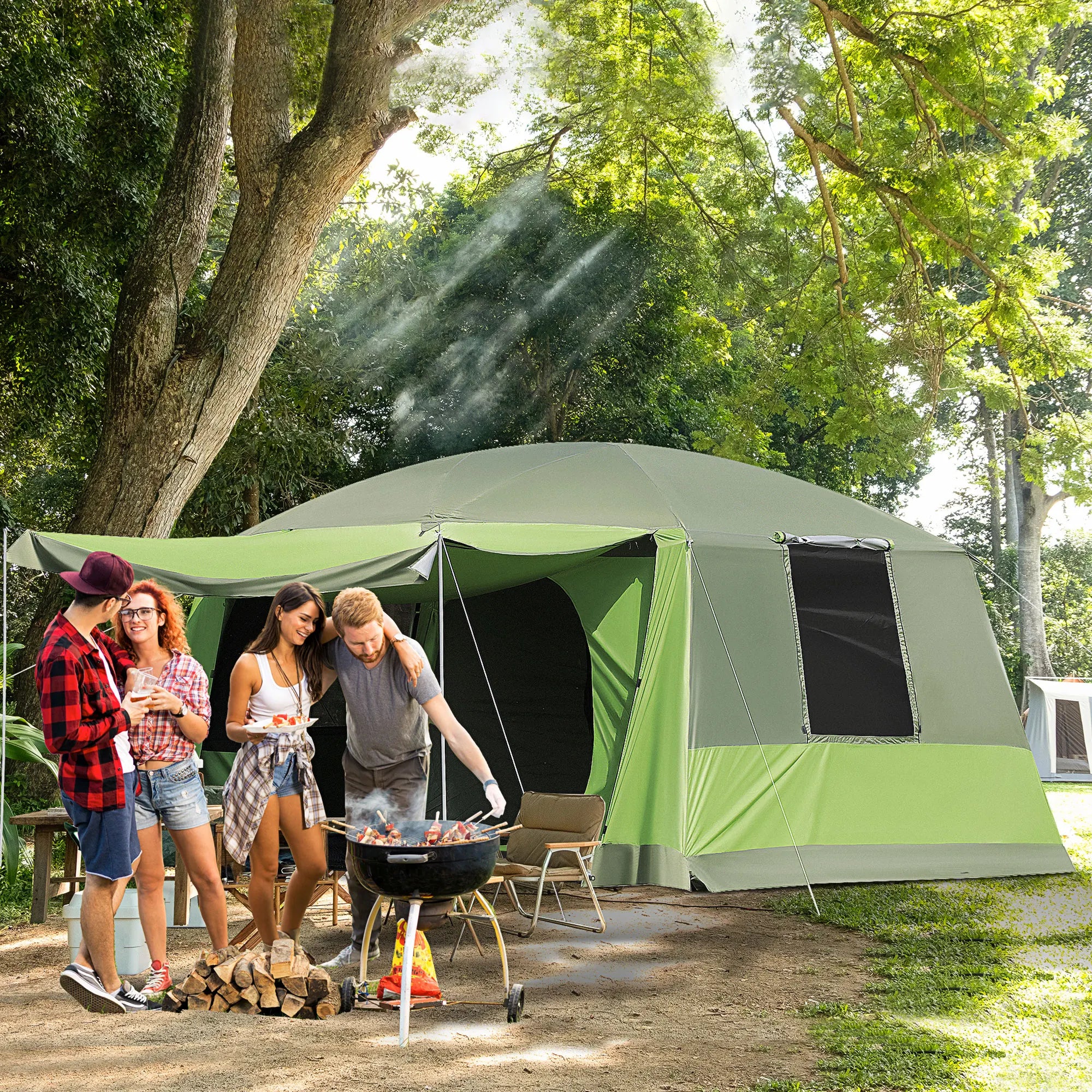 kampeertent voor 4 personen en voor 8 personen