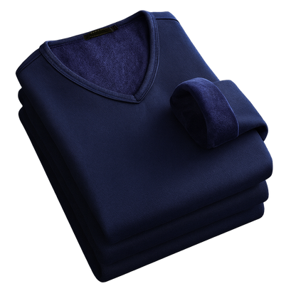 Thermoshirt Heren Winter | Wit | Warm Fleece Onderkleding met Lange Mouwen & V-Hals | Outdoor & Sport