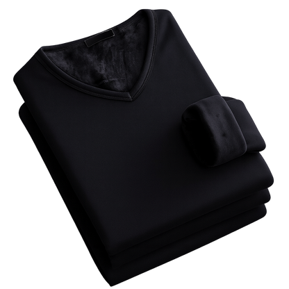 Thermoshirt Heren Winter | Wit | Warm Fleece Onderkleding met Lange Mouwen & V-Hals | Outdoor & Sport