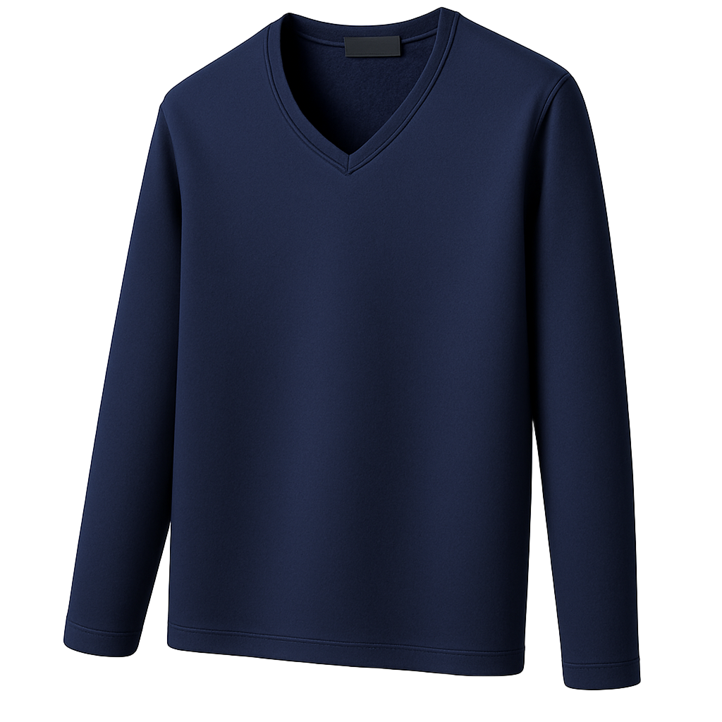 Thermoshirt Heren Winter | Wit | Warm Fleece Onderkleding met Lange Mouwen & V-Hals | Outdoor & Sport