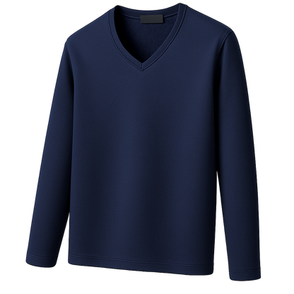 Thermoshirt Heren Winter | Wit | Warm Fleece Onderkleding met Lange Mouwen & V-Hals | Outdoor & Sport