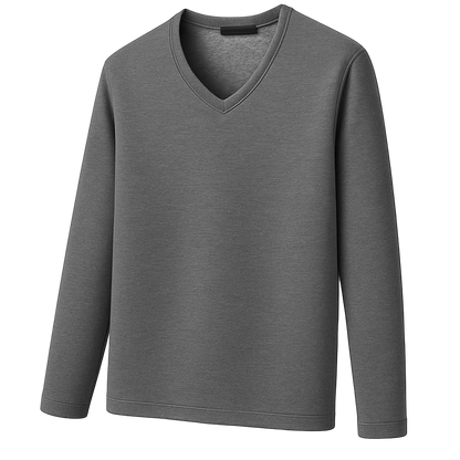 Thermoshirt Heren Winter | Wit | Warm Fleece Onderkleding met Lange Mouwen & V-Hals | Outdoor & Sport