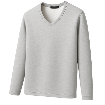 Thermoshirt Heren Winter | Wit | Warm Fleece Onderkleding met Lange Mouwen & V-Hals | Outdoor & Sport