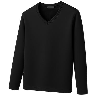 Thermoshirt Heren Winter | Wit | Warm Fleece Onderkleding met Lange Mouwen & V-Hals | Outdoor & Sport