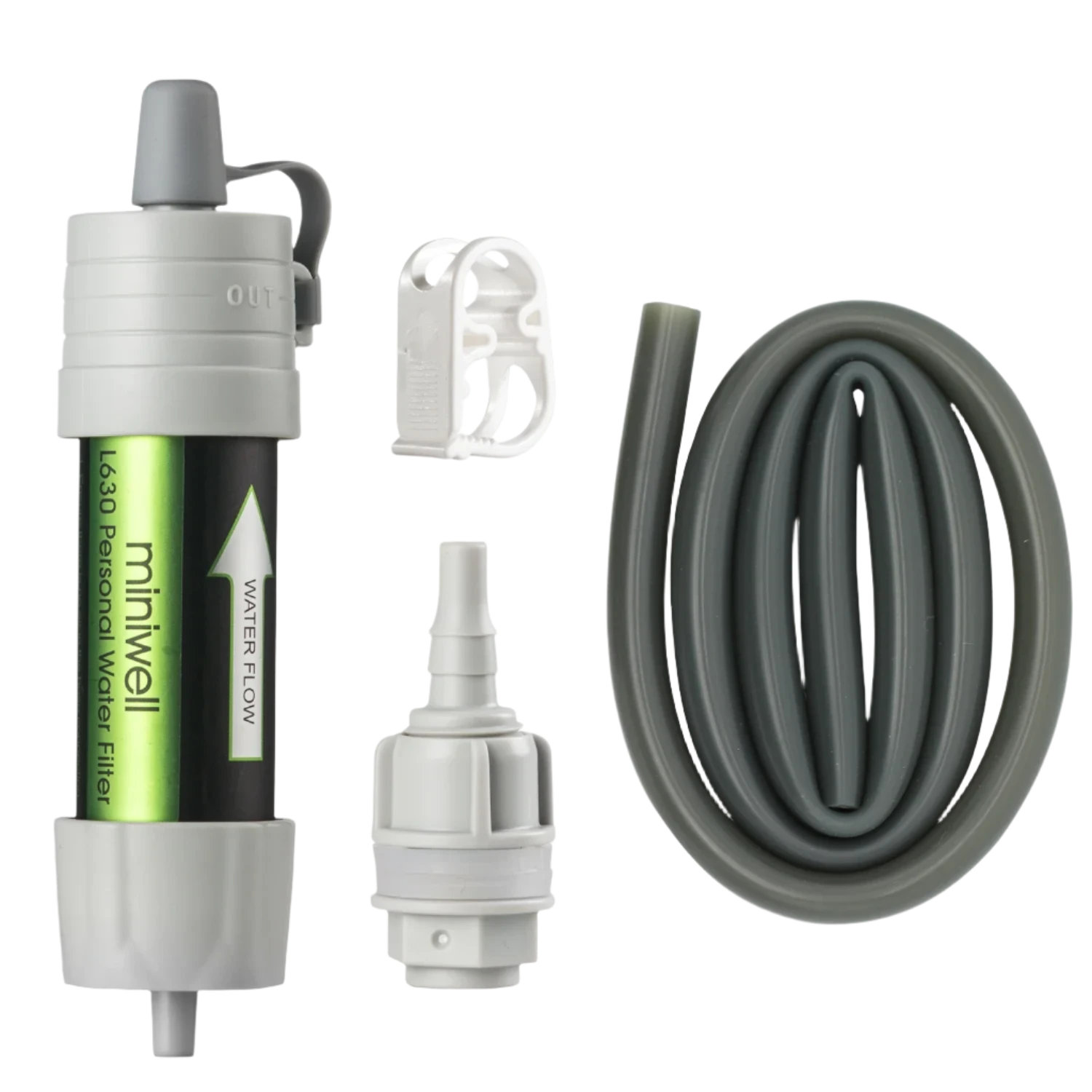Miniwell waterfilter voor oorlog, rampen, kamperen of nood. Beschikt over 2000Liter