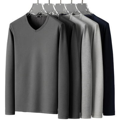 Thermoshirt Heren Winter | Wit | Warm Fleece Onderkleding met Lange Mouwen & V-Hals | Outdoor & Sport