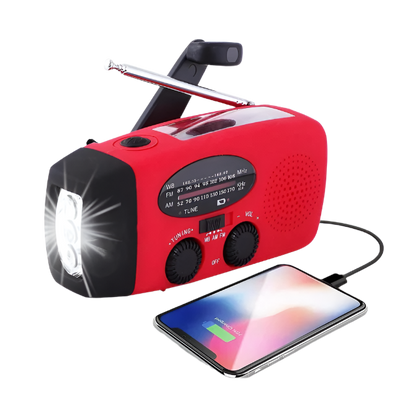 Noodradio met zaklamp en telefoon oplaadfunctie